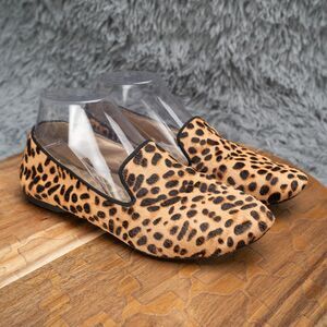 Birdies The Starling Cheetah Calf Hair Woman 7.5 Comfort Insoles Flat Slip On
